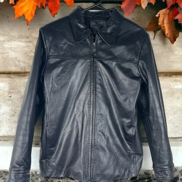 Kathy Ireland Genuine Leather Jacket Full Zip Lined Coat - Picture 1 of 9